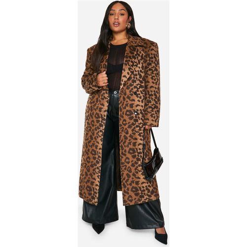 Cappotto Plus Size oversize effetto lana con stampa leopardata - boohoo - Modalova