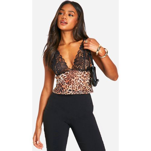 Camisola De Encaje Con Estampado De Leopardo - boohoo - Modalova