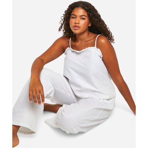 Set pigiama Plus Size in cotone popeline a righe verticali lurex con canotta & pantaloni - boohoo - Modalova