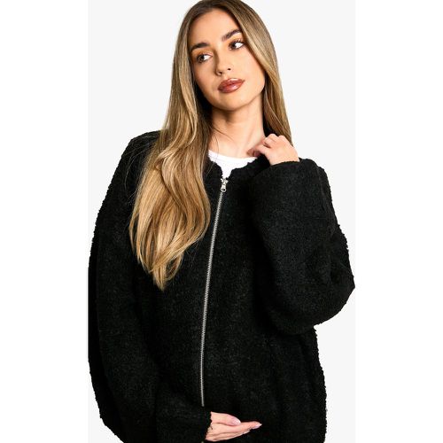 Chaqueta Premamá Bomber Oversize De Punto Y Borreguito - boohoo - Modalova