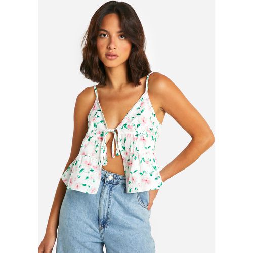 Camisola De Flores Con Atadura Frontal - boohoo - Modalova