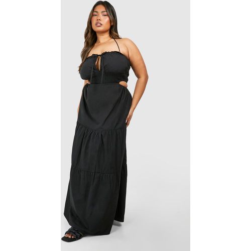 Vestido Plus Maxi Escalonado, Negro - boohoo - Modalova