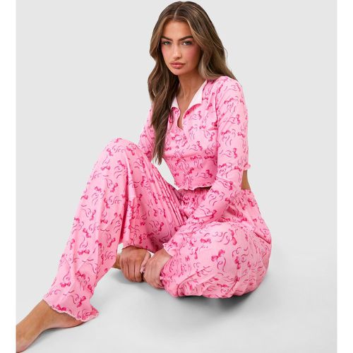 Pijama Con Estampado De Lazo, Pink - boohoo - Modalova