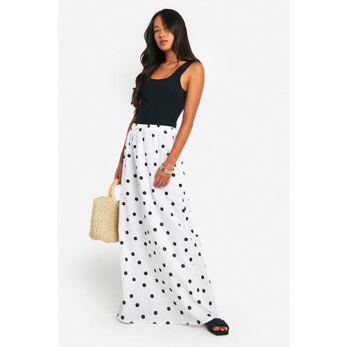 Polka Dot Cotton Maxi Skirt, Blanco - boohoo - Modalova