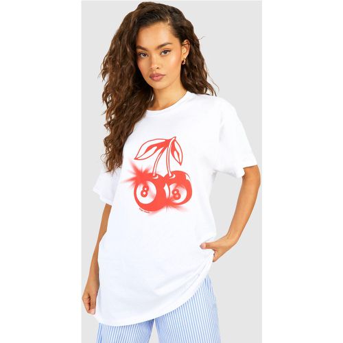 Camiseta Oversize De Algodón Con Estampado De Cerezas - boohoo - Modalova