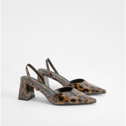 Zapatos De Salón De Holgura Ancha Con Tacón Grueso Y Estampado De Leopardo - boohoo - Modalova