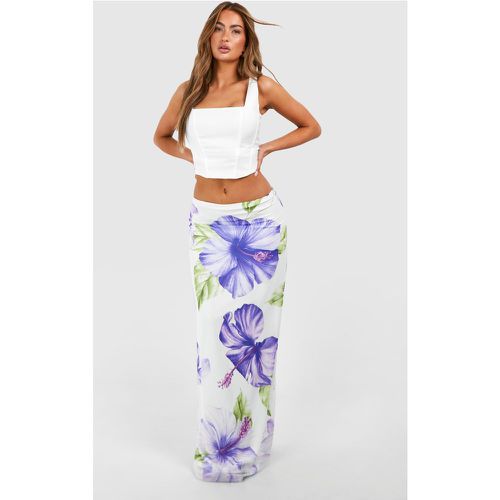 Floral Maxi Skirt, Blanco - boohoo - Modalova