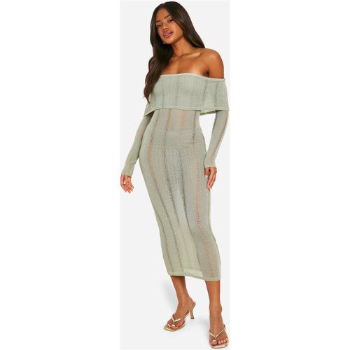 Vestido Maxi Texturizado Con Escote Bardot Extremo - boohoo - Modalova