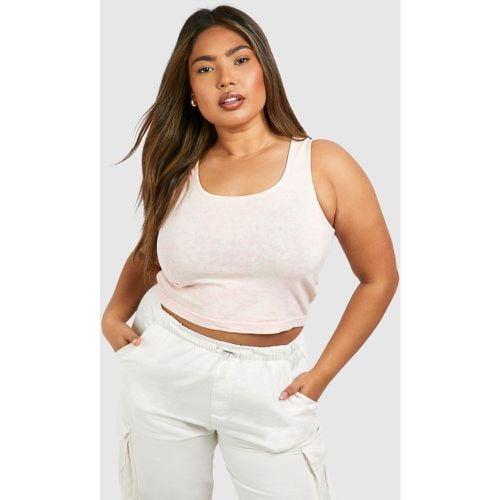 Canotta Plus Size slavata a coste con scollo rotondo - boohoo - Modalova