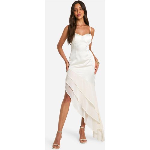 Vestito maxi in chiffon di raso con fondo arricciato - boohoo - Modalova