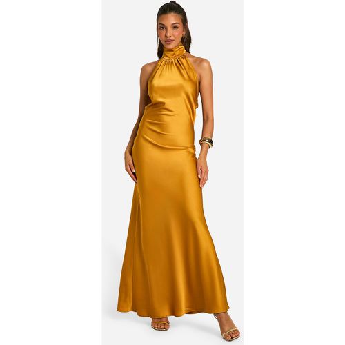 Vestito maxi drappeggiato in raso - boohoo - Modalova