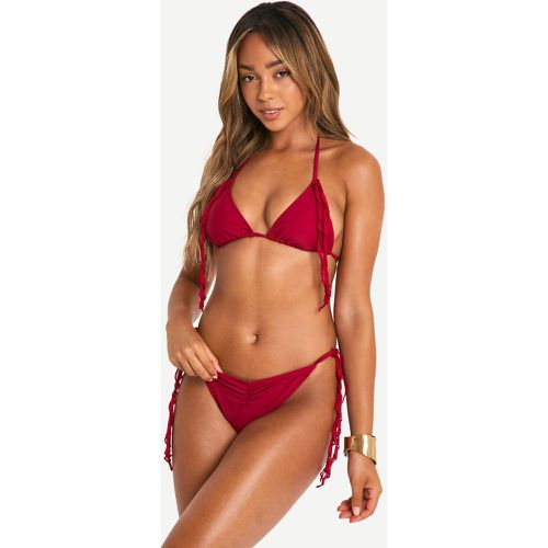 Set bikini a triangolo con dettagli arricciati - boohoo - Modalova