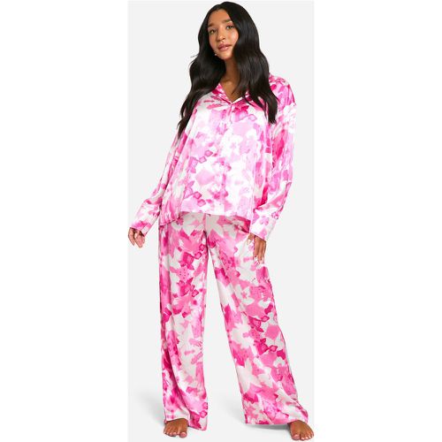 Pijama Premamá De Raso Con Estampado De Flores - boohoo - Modalova