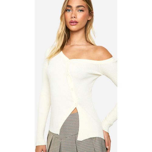 Top monospalla in maglia a coste Premium - boohoo - Modalova