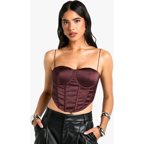 Corsé De Raso Con Tirantes, Brown - boohoo - Modalova