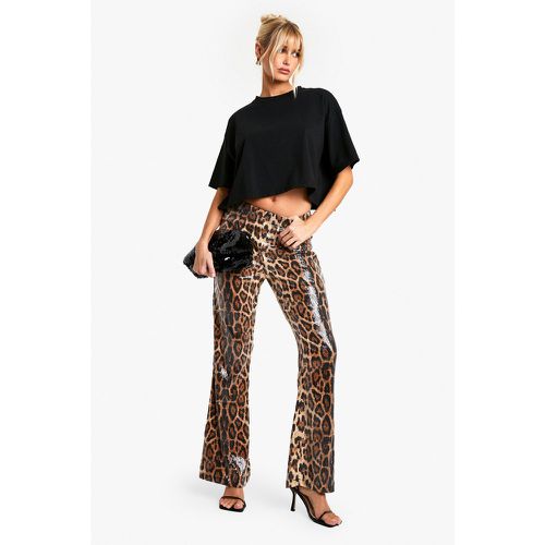 Pantalón De Campana Con Lentejuelas Y Estampado De Leopardo - boohoo - Modalova