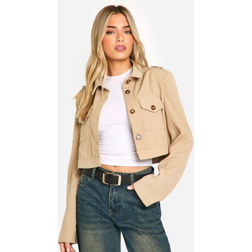 Blazer corto stile Utility, Beige - boohoo - Modalova