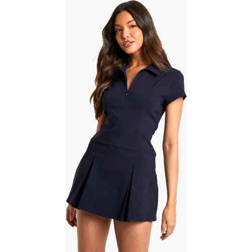 Mono Corto Falda Pantalón Con Cuello Camisero - boohoo - Modalova