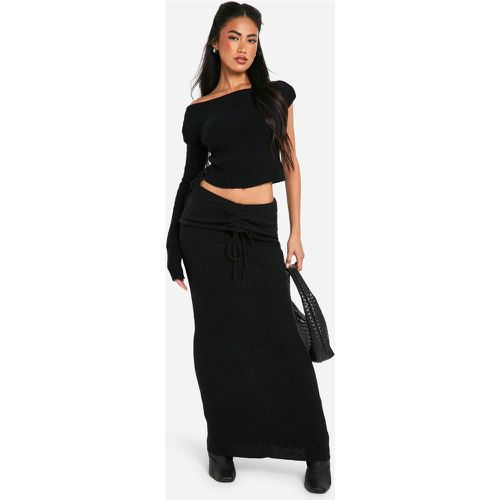 Crop top in maglia a coste & gonna maxi coordinata - boohoo - Modalova