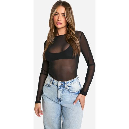 Body Basic a maniche lunghe in rete - boohoo - Modalova