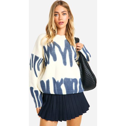 Maglione oversize in maglia con stampa a contrasto - boohoo - Modalova