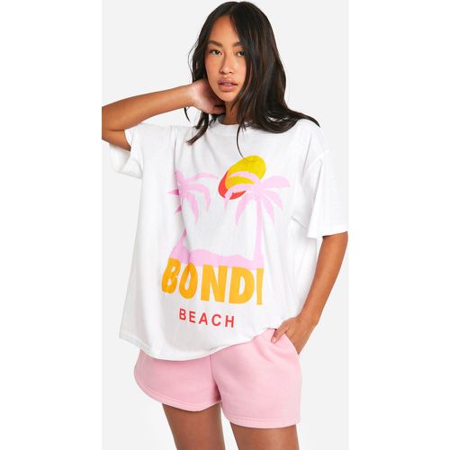 T-shirt oversize con stampa di slogan Bondi Beach - boohoo - Modalova