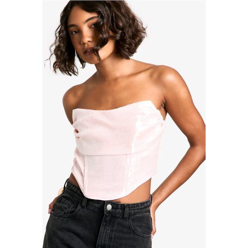 Top Tall Estilo Corsé De Lentejuelas Con Escote Plisado - boohoo - Modalova