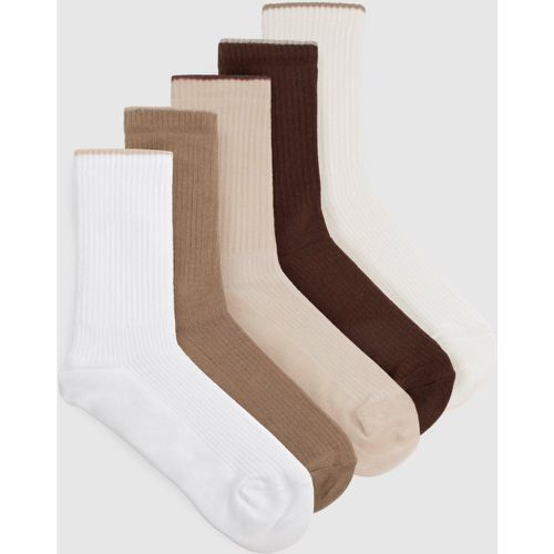 Pack De 5 Pares De Calcetines Gruesos De Canalé Neutros - boohoo - Modalova