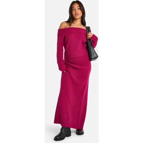 Pullover Petite asimmetrico a coste & gonna maxi coordinata - boohoo - Modalova