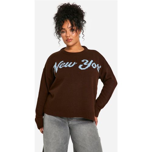 Jersey Plus Oversize De Punto Con Texto New York - boohoo - Modalova