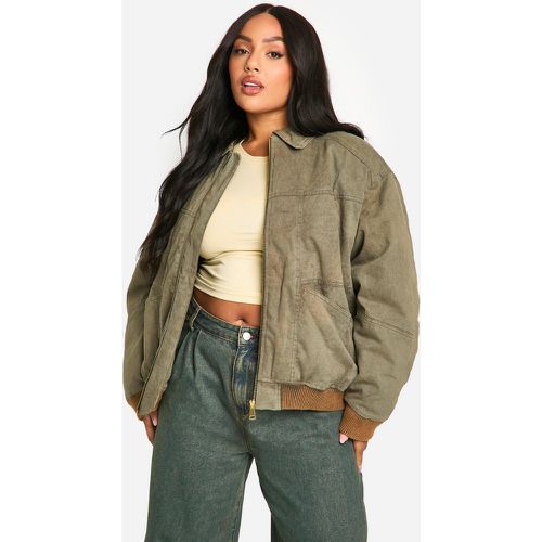 Giacca Bomber Plus Size slavata vintage - boohoo - Modalova