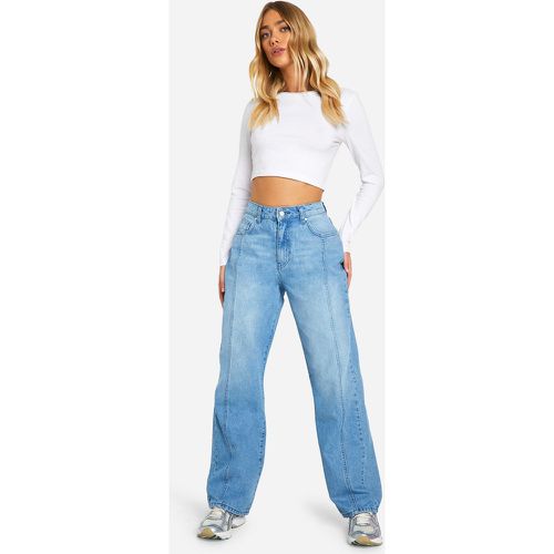 Jeans dritti in denim con cuciture - boohoo - Modalova