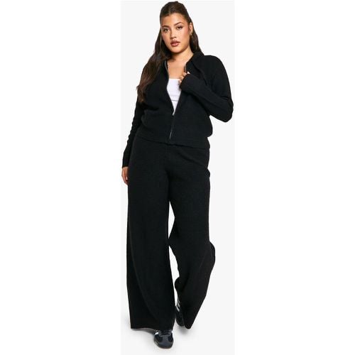 Felpa Plus Size in maglia morbida a maniche lunghe con cappuccio & pantaloni a gamba ampia coordinati - boohoo - Modalova