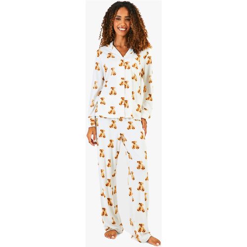 Pijama De Mujer Con Botones Y Estampado De Oso - boohoo - Modalova