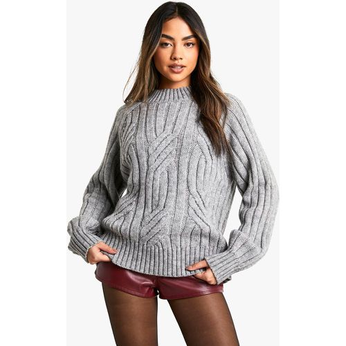 Maglione in maglia spessa con dettagli intrecciati e maniche a palloncino - boohoo - Modalova