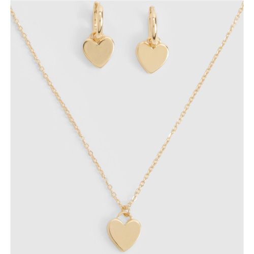 Set De Collar Y Pendientes De Aro Con Corazón - boohoo - Modalova