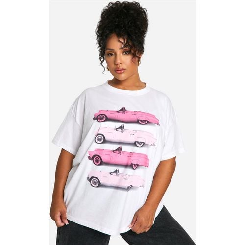 Camiseta Plus Oversize Con Estampado De Coches Rosas - boohoo - Modalova