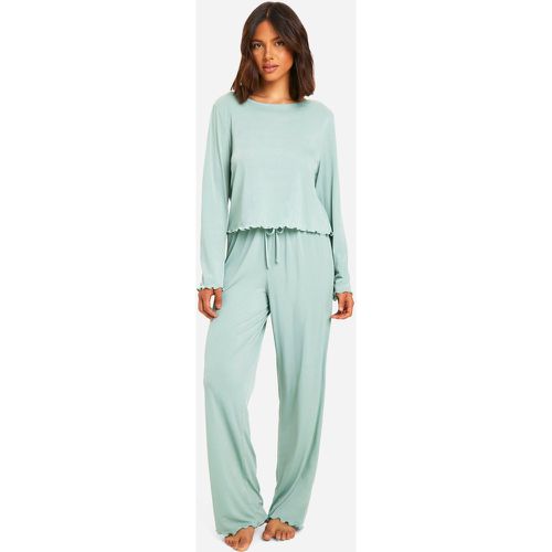 Pijama De Pantalón Largo Y Canalé Con Filo Ondulado - boohoo - Modalova