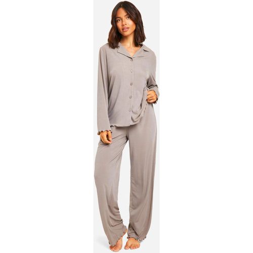 Pijama De Pantalón Largo Y Canalé Con Botones - boohoo - Modalova