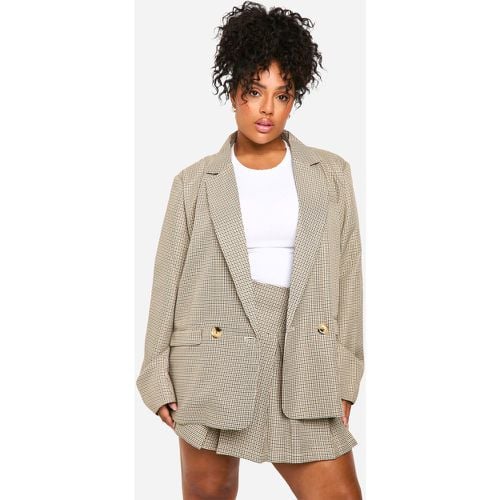 Blazer Plus Size oversize a doppiopetto a quadri tono su tono - boohoo - Modalova