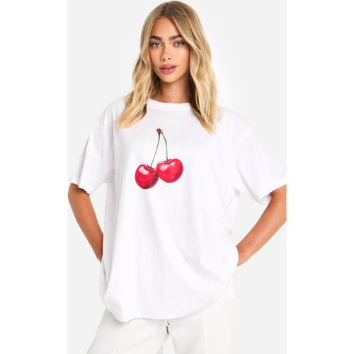 Camiseta Oversize Con Estampado De Cerezas - boohoo - Modalova