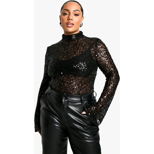 Body Plus Size a collo alto con paillettes e perline - boohoo - Modalova