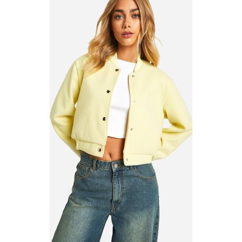 Giacca Bomber effetto lana con trama - boohoo - Modalova