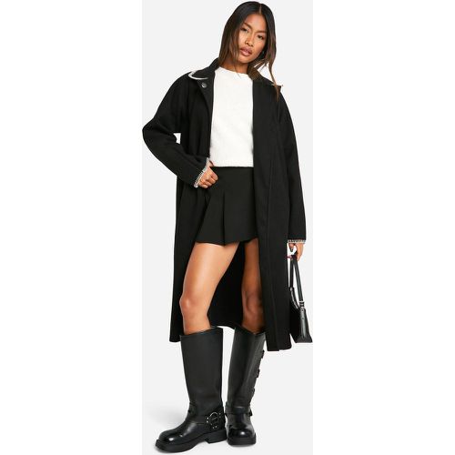 Cappotto maxi effetto lana con cuciture coperte - boohoo - Modalova