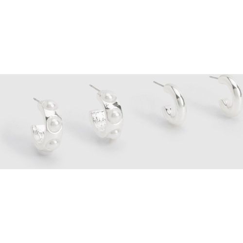 Pack De 2 Pendientes De Aro Con Perlas - boohoo - Modalova