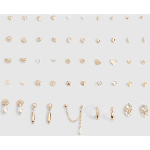 Pack De 25 Pendientes Dorados Con Perlas - boohoo - Modalova