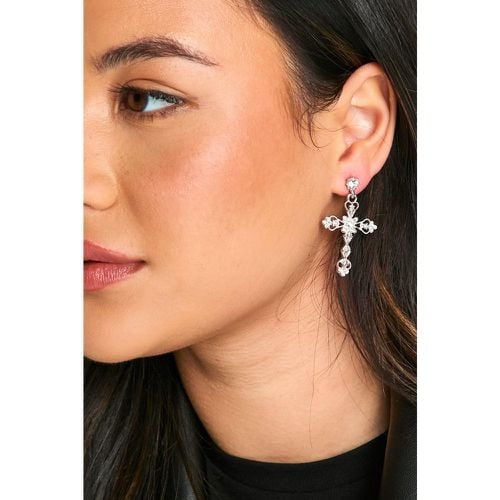 Pendientes Oversize Con Cruz E Incrustaciones - boohoo - Modalova