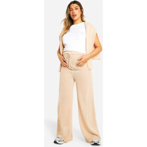 Maternity Lounge Soft Textured Drawstring Wide Leg Trouser - boohoo - Modalova