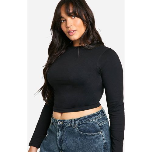 T-shirt Plus Size a girocollo sagomata a maniche lunghe - boohoo - Modalova