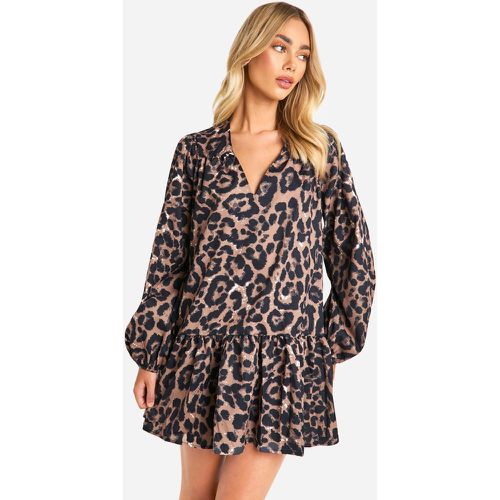 Vestido Holgado Con Estampado De Leopardo - boohoo - Modalova